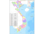 ベトナム-新しい34省と都市詳細地図
